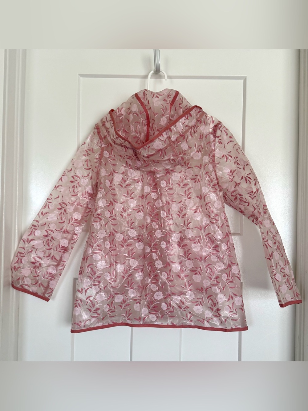 Tahari Girl Floral Clear Hooded Raincoat Pink Size 5/6 - Picture 2 of 6